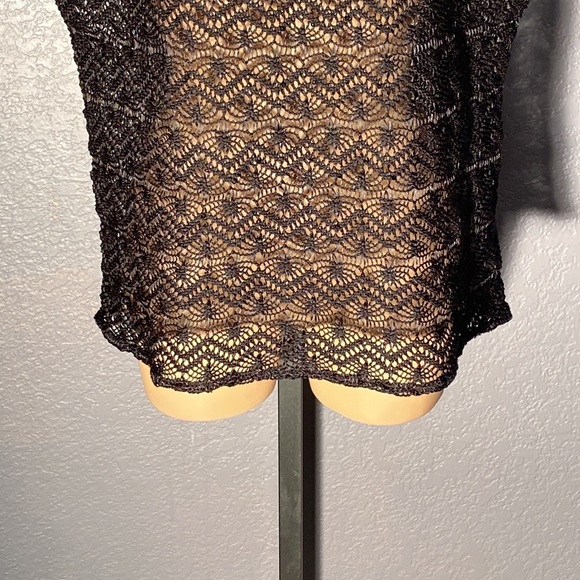 EXPRESS - vest tank: black scoop neck open knit sheer w sequins - L - Picture 4 of 16